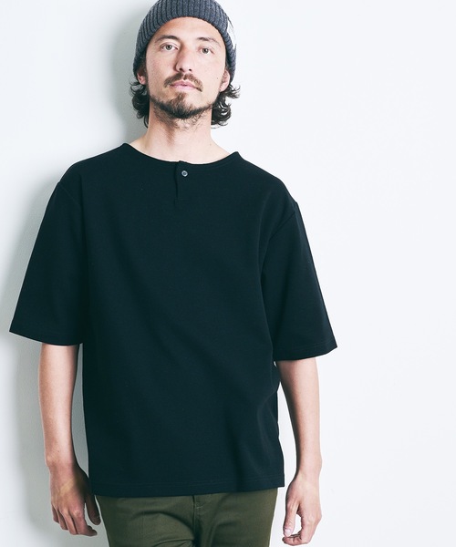 Magine(マージン)の「CTN FINE THERMAL HENLY/N S/S:コットン ファインサーマル 半袖 ヘンリーネック ニットソー 22SS(Tシャツ/カットソー・メンズ・ホワイト/ブラック/ネイビー/グレー/オリーブ・44/46/48)」の3枚目の写真