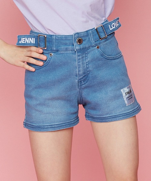 JENNI love(ジェニィラブ)の「サイドベルトデニムショーパン(デニムパンツ・キッズ・サックスブルー/ブルー・130cm/140cm/150cm/160cm)」の2枚目の写真