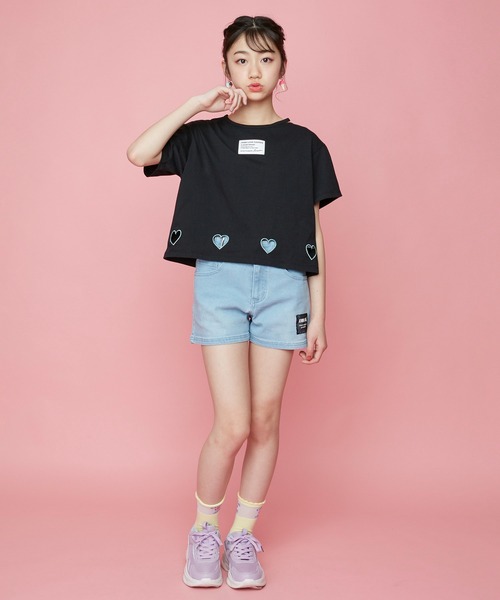 JENNI love(ジェニィラブ)の「サイドベルトデニムショーパン(デニムパンツ・キッズ・サックスブルー/ブルー・130cm/140cm/150cm/160cm)」の6枚目の写真