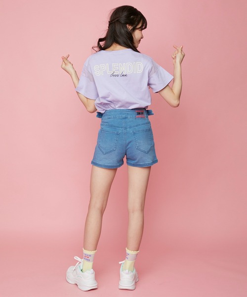 JENNI love(ジェニィラブ)の「サイドベルトデニムショーパン(デニムパンツ・キッズ・サックスブルー/ブルー・130cm/140cm/150cm/160cm)」の8枚目の写真