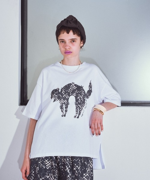 manana suerte（マニャーナスエルテ）の「CATプリントＴシャツ（Tシャツ/カットソー・レディース・グレー/その他1/その他2・FREE）」の4枚目の写真