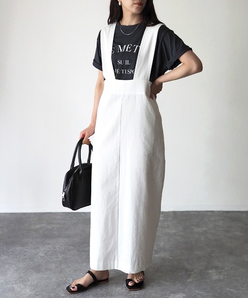 Riberry（リベリー）の「綿ツイルタイトジャンパースカート（ジャンパースカート・レディース・ベージュ/オフホワイト/スミクロ・MEDIUM）」の17枚目の写真