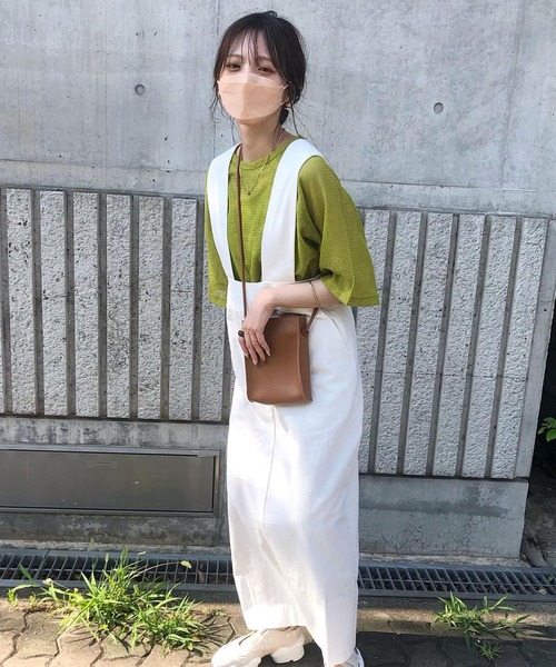 Riberry（リベリー）の「綿ツイルタイトジャンパースカート（ジャンパースカート・レディース・ベージュ/オフホワイト/スミクロ・MEDIUM）」の7枚目の写真