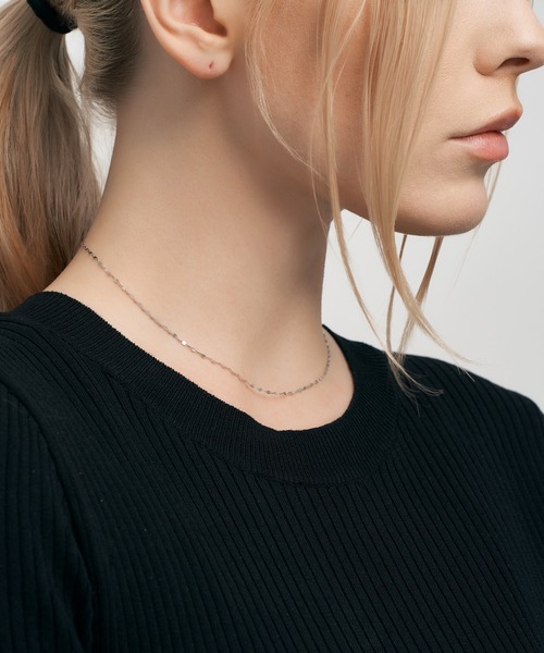 プラチナ フラワー エクレア チェーン ネックレス（ネックレス