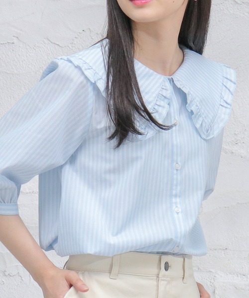 Honeys(ハニーズ)の「ビックカラーブラウス(シャツ/ブラウス・レディース・ブルー系その他/ピンク/ブラック・L/M/S)」の3枚目の写真