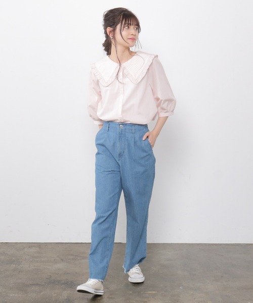 Honeys(ハニーズ)の「ビックカラーブラウス(シャツ/ブラウス・レディース・ブルー系その他/ピンク/ブラック・L/M/S)」の20枚目の写真