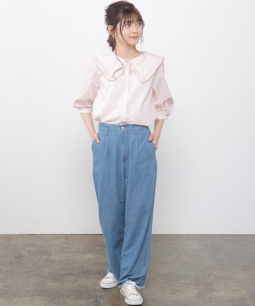 Honeys(ハニーズ)の「ビックカラーブラウス(シャツ/ブラウス・レディース・ブルー系その他/ピンク/ブラック・L/M/S)」の11枚目の写真