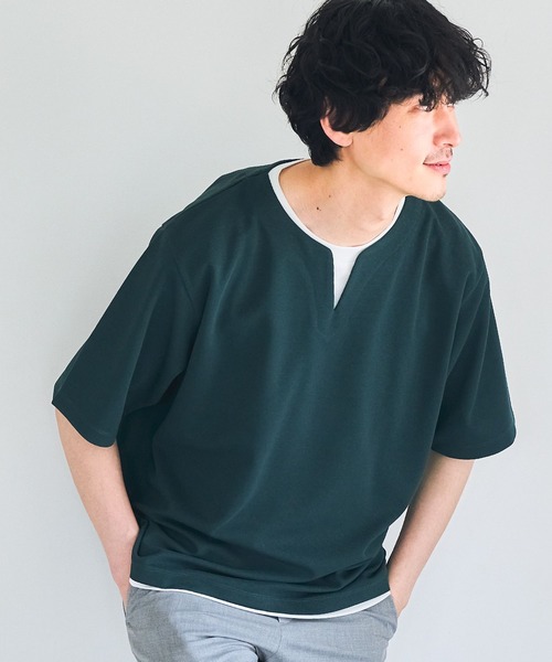 GLOBAL WORK(グローバルワーク)の「キーネックレイヤード/半袖/287971(その他トップス・メンズ・ライトグレー/ライトパープル/ブラック/グリーン/ベージュ・SMALL/MEDIUM/LARGE/X-LARGE)」の4枚目の写真