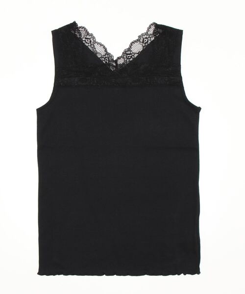 Samansa Mos2 blue（サマンサモスモスブルー）の「前後2way幅広レースタンクトップ（タンクトップ・レディース・ブラック/ベージュ/オフホワイト・MEDIUM/LARGE）」の2枚目の写真