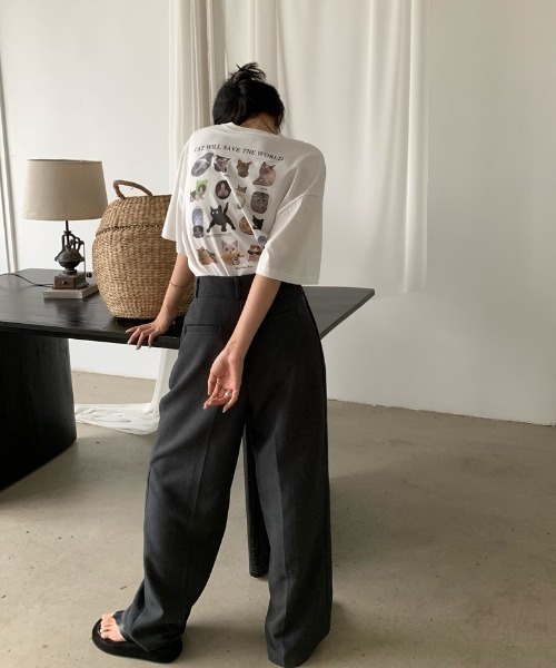 MANGROVE（マングローブ）の「オーバーサイズキャットグラフィックTEE（Tシャツ/カットソー・レディース・ホワイト/ブラック・FREE）」の7枚目の写真