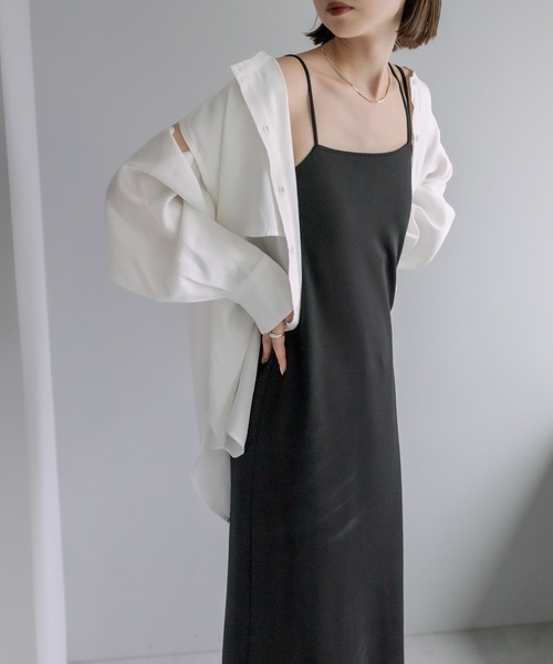 mystic(ミスティック)の「レイヤードストラップキャミワンピース【サイズ展開あり/結婚式/オケージョンスタイル】(ワンピース・レディース・ブラック/ベージュ/オフホワイト・1/2)」の20枚目の写真