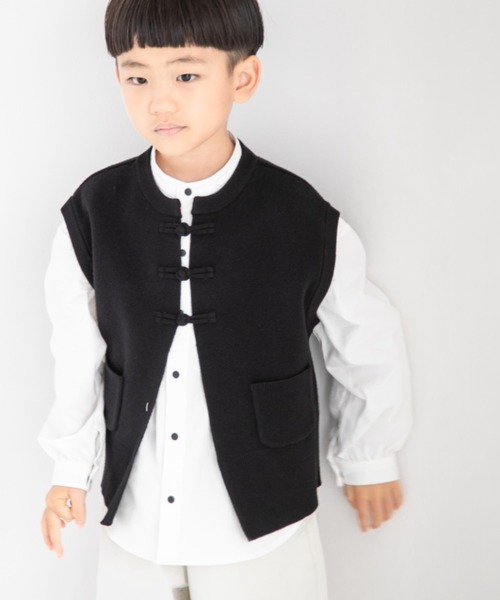 LOWRYS FARM（ローリーズファーム）の「ニットチャイナベスト　356912（ベスト・キッズ・アイボリー/ブラック/ライム・110cm/120cm/130cm/140cm/150cm）」の2枚目の写真