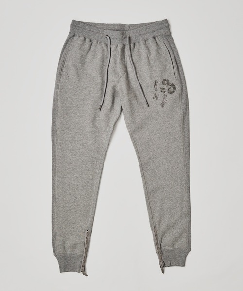 1piu1uguale3 RELAX(ウノピュウノウグァーレトレリラックス)の「【1PIU1UGUALE3 RELAX】1+1=3 RHINESTONE PANTS(スウェットパンツ・メンズ・ホワイト/ブラック/グレー・MEDIUM/LARGE/X-LARGE)」の3枚目の写真