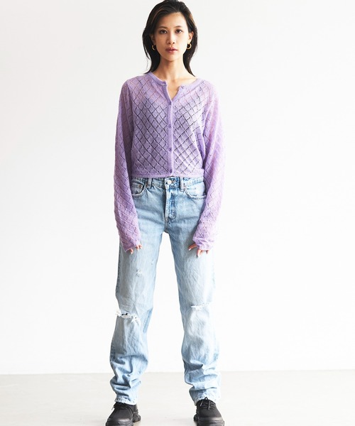 FIG&VIPER（フィグアンドバイパー）の「かぎ編みニットカーディガン（カーディガン/ボレロ・レディース・パープル/オレンジ・FREE）」の21枚目の写真