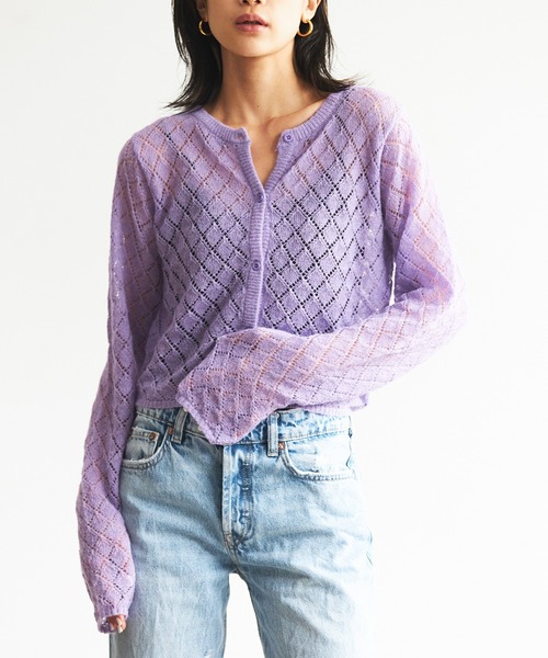 FIG&VIPER（フィグアンドバイパー）の「かぎ編みニットカーディガン（カーディガン/ボレロ・レディース・パープル/オレンジ・FREE）」の17枚目の写真