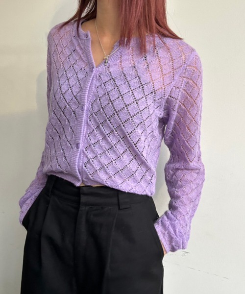 FIG&VIPER（フィグアンドバイパー）の「かぎ編みニットカーディガン（カーディガン/ボレロ・レディース・パープル/オレンジ・FREE）」の15枚目の写真