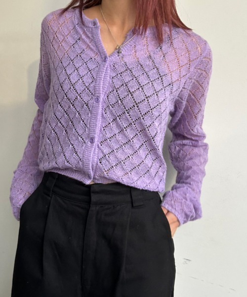 FIG&VIPER（フィグアンドバイパー）の「かぎ編みニットカーディガン（カーディガン/ボレロ・レディース・パープル/オレンジ・FREE）」の12枚目の写真