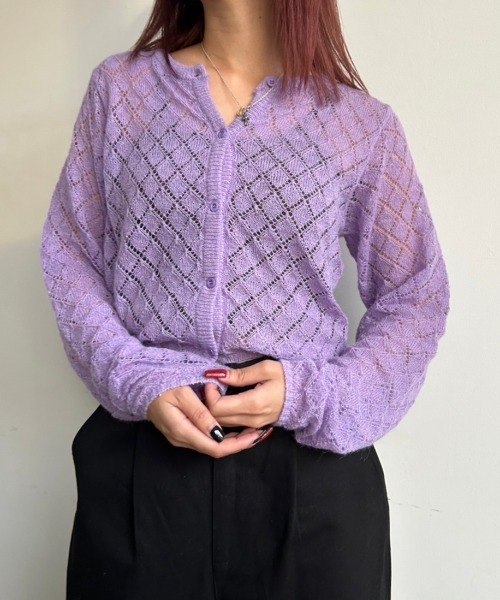 FIG&VIPER（フィグアンドバイパー）の「かぎ編みニットカーディガン（カーディガン/ボレロ・レディース・パープル/オレンジ・FREE）」の14枚目の写真