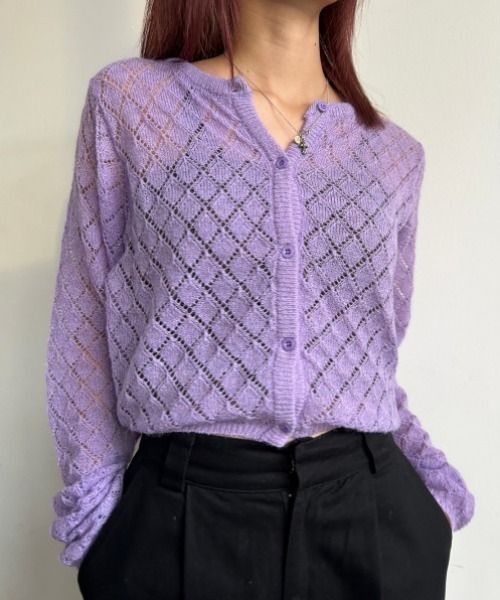 FIG&VIPER（フィグアンドバイパー）の「かぎ編みニットカーディガン（カーディガン/ボレロ・レディース・パープル/オレンジ・FREE）」の11枚目の写真