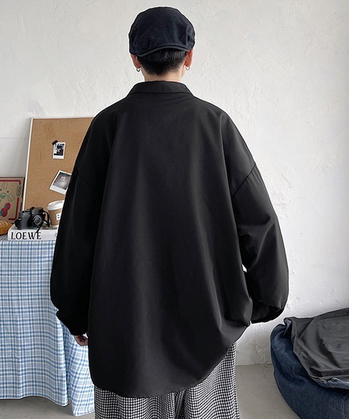 WARAIJOGO(ワライジョウゴ)の「【WARAIJOGO】スーパーオーバーサイズ長袖シャツ(NEZ)(シャツ/ブラウス・メンズ・ブルー/レッド/グリーン/ベージュ/ホワイト/グレー/ブラック・XXX-LARGE/XX-LARGE/LARGE/X-LARGE/MEDIUM)」の14枚目の写真