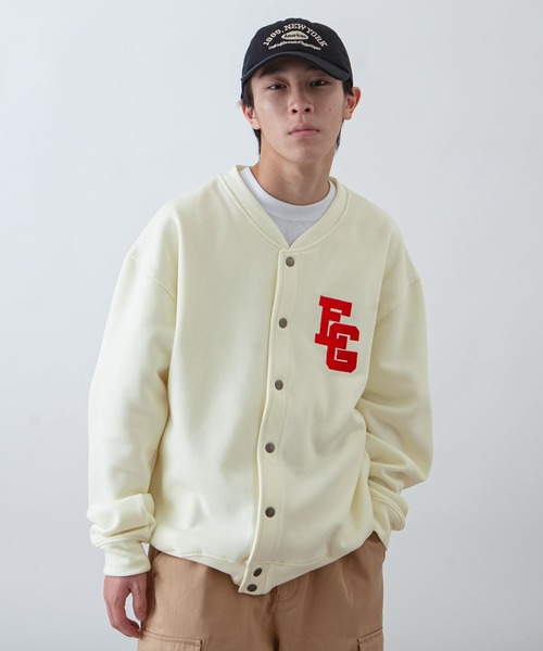 ZIP FIVE（ジップファイブ）の「【ZIP FIVE】【e.g.】ビッグシルエット ワンポイントスウェット スナップカーディガン（カーディガン/ボレロ・レディース・ブラック/ネイビー/ブラウン/アイボリー/杢グレー・MEDIUM/LARGE/X-LARGE）」の2枚目の写真