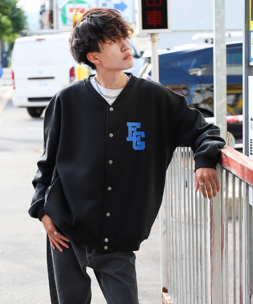 ZIP FIVE（ジップファイブ）の「【ZIP FIVE】【e.g.】ビッグシルエット ワンポイントスウェット スナップカーディガン（カーディガン/ボレロ・レディース・ブラック/ネイビー/ブラウン/アイボリー/杢グレー・MEDIUM/LARGE/X-LARGE）」の10枚目の写真