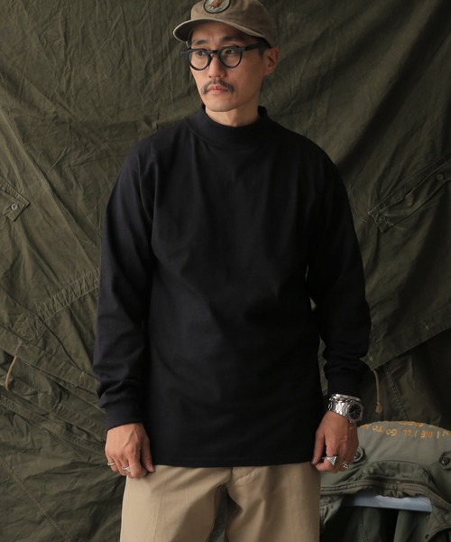 WAIPER.inc（ワイパーインク）の「Cal Cru カルクルー ヘビーウェイトロングスリーブモックネックT（Tシャツ/カットソー・メンズ・グレー/ネイビー/ブラック/ホワイト/グリーン・L/XL/S/M）」の3枚目の写真