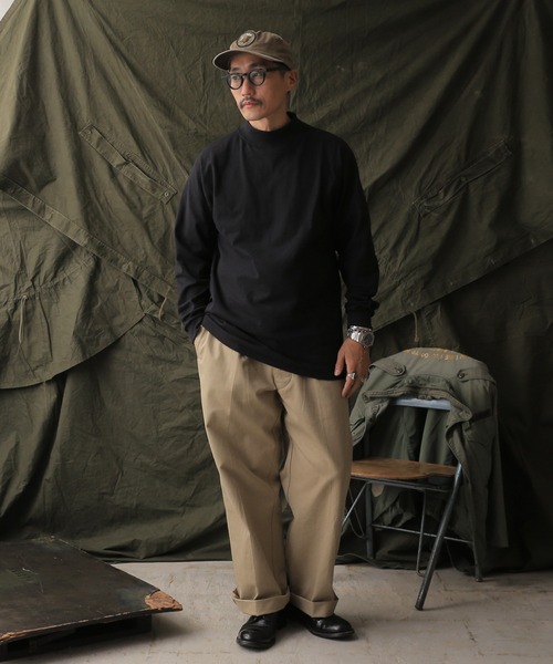 WAIPER.inc（ワイパーインク）の「Cal Cru カルクルー ヘビーウェイトロングスリーブモックネックT（Tシャツ/カットソー・メンズ・グレー/ネイビー/ブラック/ホワイト/グリーン・L/XL/S/M）」の7枚目の写真