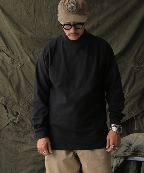 WAIPER.inc（ワイパーインク）の「Cal Cru カルクルー ヘビーウェイトロングスリーブモックネックT（Tシャツ/カットソー・メンズ・グレー/ネイビー/ブラック/ホワイト/グリーン・L/XL/S/M）」の8枚目の写真