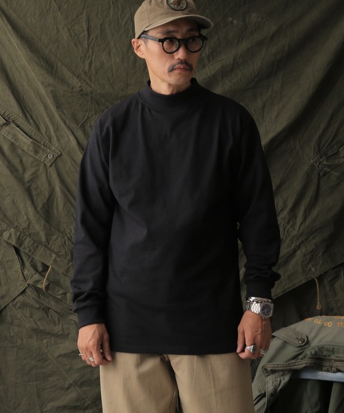 WAIPER.inc（ワイパーインク）の「Cal Cru カルクルー ヘビーウェイトロングスリーブモックネックT（Tシャツ/カットソー・メンズ・グレー/ネイビー/ブラック/ホワイト/グリーン・L/XL/S/M）」の9枚目の写真