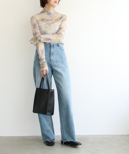 notch.（ノッチ）の「水彩アートパワーメッシュトップス（Tシャツ/カットソー・レディース・オフホワイト/ベージュ・M）」の4枚目の写真