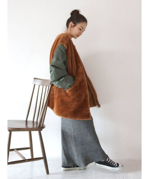 Ungrid(アングリッド)の「リブ編みマーメイドスカート(スカート・レディース・チャコールグレー/オレンジ/カーキ・FREE)」の18枚目の写真