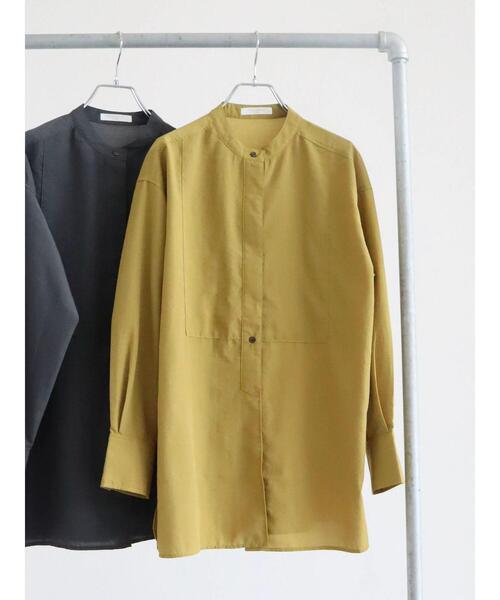 Green　Parks（グリーンパークス）の「比翼バンドカラーシャツ*（シャツ/ブラウス・レディース・ダークグレー/マスタード/ライトベージュ・FREE）」の18枚目の写真