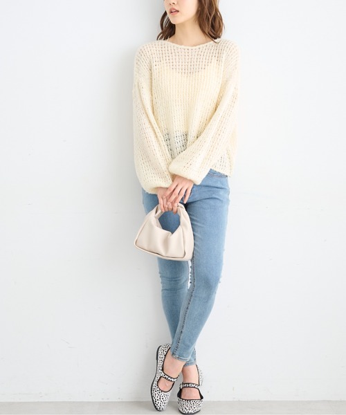 FREE'S MART（フリーズマート）の「◆前後2Wayモヘアライクルーズニット（ニット/セーター・レディース・ブラック/ピンク/ベージュ/ホワイト・FREE）」の9枚目の写真