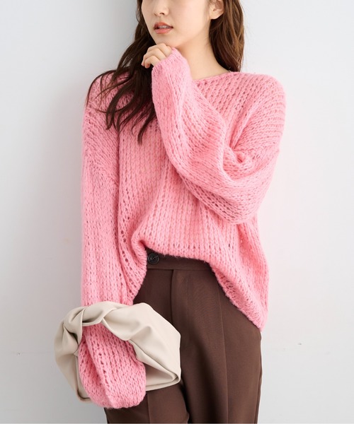 FREE'S MART（フリーズマート）の「◆前後2Wayモヘアライクルーズニット（ニット/セーター・レディース・ブラック/ピンク/ベージュ/ホワイト・FREE）」の12枚目の写真