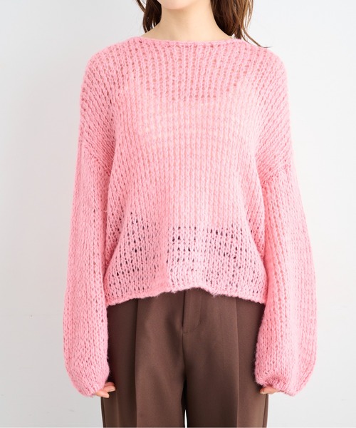 FREE'S MART（フリーズマート）の「◆前後2Wayモヘアライクルーズニット（ニット/セーター・レディース・ブラック/ピンク/ベージュ/ホワイト・FREE）」の13枚目の写真