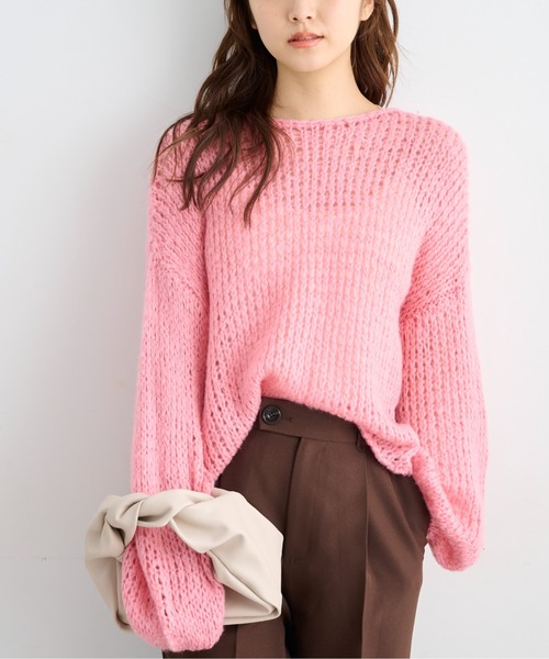 FREE'S MART（フリーズマート）の「◆前後2Wayモヘアライクルーズニット（ニット/セーター・レディース・ブラック/ピンク/ベージュ/ホワイト・FREE）」の8枚目の写真