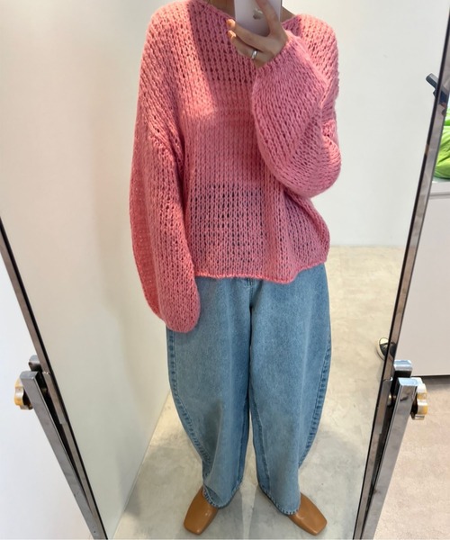 FREE'S MART（フリーズマート）の「◆前後2Wayモヘアライクルーズニット（ニット/セーター・レディース・ブラック/ピンク/ベージュ/ホワイト・FREE）」の6枚目の写真