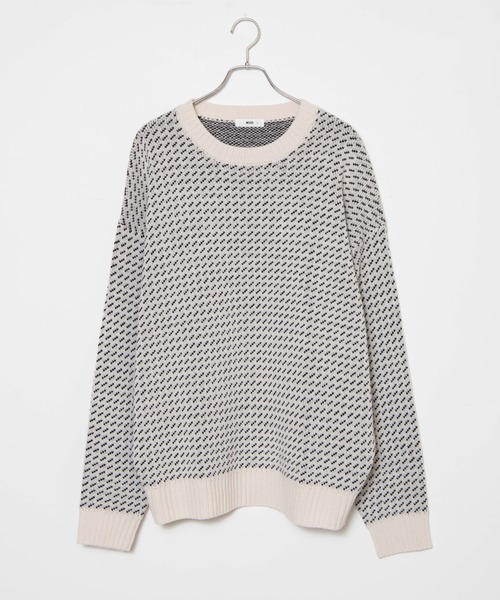 WEGO（ウィゴー）の「WEGO/バーズアイBIGプルオーバー（ニット/セーター・メンズ・オフホワイト/ネイビー・MEDIUM/LARGE）」の18枚目の写真