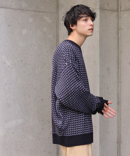 WEGO（ウィゴー）の「WEGO/バーズアイBIGプルオーバー（ニット/セーター・メンズ・オフホワイト/ネイビー・MEDIUM/LARGE）」の10枚目の写真