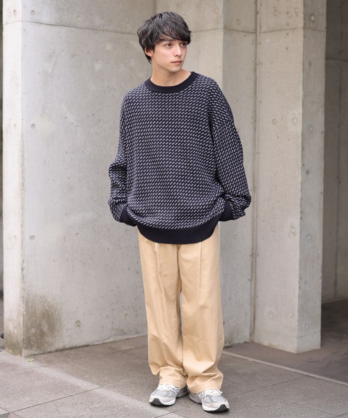 WEGO（ウィゴー）の「WEGO/バーズアイBIGプルオーバー（ニット/セーター・メンズ・オフホワイト/ネイビー・MEDIUM/LARGE）」の11枚目の写真