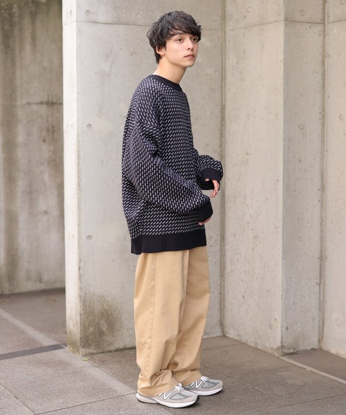 WEGO（ウィゴー）の「WEGO/バーズアイBIGプルオーバー（ニット/セーター・メンズ・オフホワイト/ネイビー・MEDIUM/LARGE）」の12枚目の写真