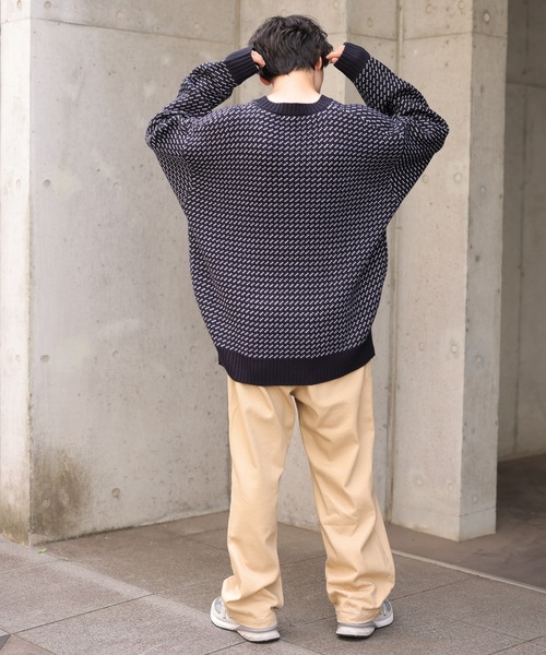 WEGO（ウィゴー）の「WEGO/バーズアイBIGプルオーバー（ニット/セーター・メンズ・オフホワイト/ネイビー・MEDIUM/LARGE）」の13枚目の写真