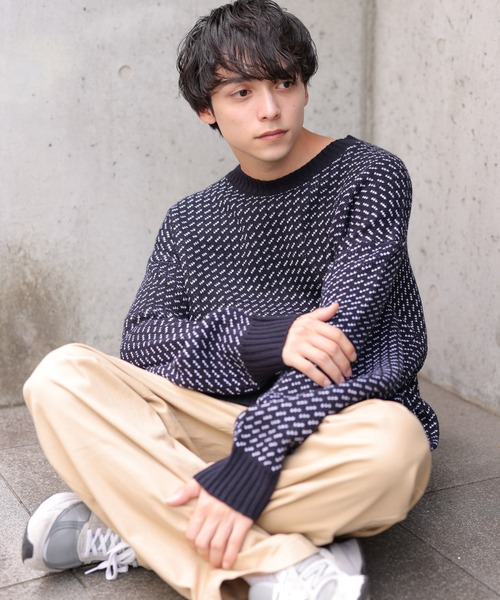 WEGO（ウィゴー）の「WEGO/バーズアイBIGプルオーバー（ニット/セーター・メンズ・オフホワイト/ネイビー・MEDIUM/LARGE）」の14枚目の写真