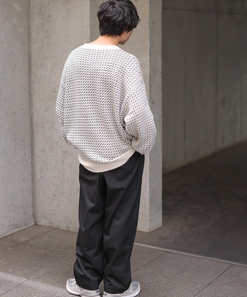 WEGO（ウィゴー）の「WEGO/バーズアイBIGプルオーバー（ニット/セーター・メンズ・オフホワイト/ネイビー・MEDIUM/LARGE）」の6枚目の写真