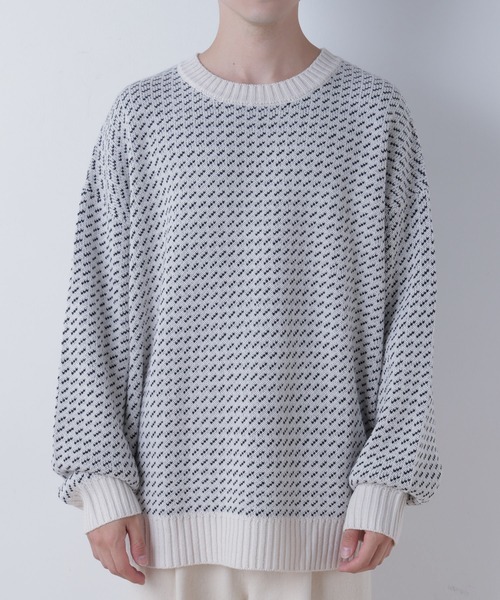 WEGO（ウィゴー）の「WEGO/バーズアイBIGプルオーバー（ニット/セーター・メンズ・オフホワイト/ネイビー・MEDIUM/LARGE）」の15枚目の写真