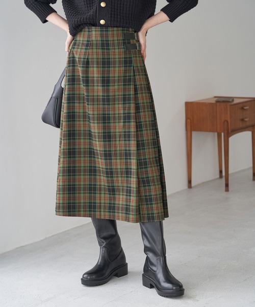 ROPE' PICNIC（ロペピクニック）の「【WEB限定カラー:グリーン】着丈が選べる/チェックキルトスカート/リンクコーデ（スカート・レディース・ホワイト系その他/ベージュ系その他/グリーン系その他/ブルー系その他・38/40）」の3枚目の写真