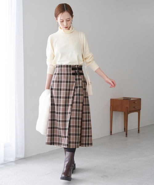 ROPE' PICNIC（ロペピクニック）の「【WEB限定カラー:グリーン】着丈が選べる/チェックキルトスカート/リンクコーデ（スカート・レディース・ホワイト系その他/ベージュ系その他/グリーン系その他/ブルー系その他・38/40）」の21枚目の写真