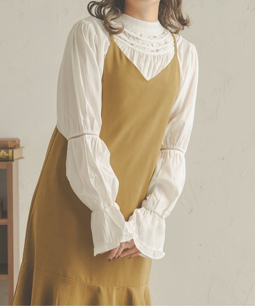 Ambre Neige(アンブルネージュ)の「ハシゴレースブラウス/【WEB/EC限定商品】(シャツ/ブラウス・レディース・ベージュ/オフホワイト/ライトブラウン・FREE)」の4枚目の写真