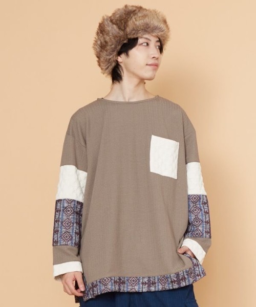チャイハネ（チャイハネ）の「【チャイハネ】プリリアMEN'Sパッチワークプルオーバー（その他トップス・メンズ・ブラック/ベージュ/ブルー・FREE）」の16枚目の写真